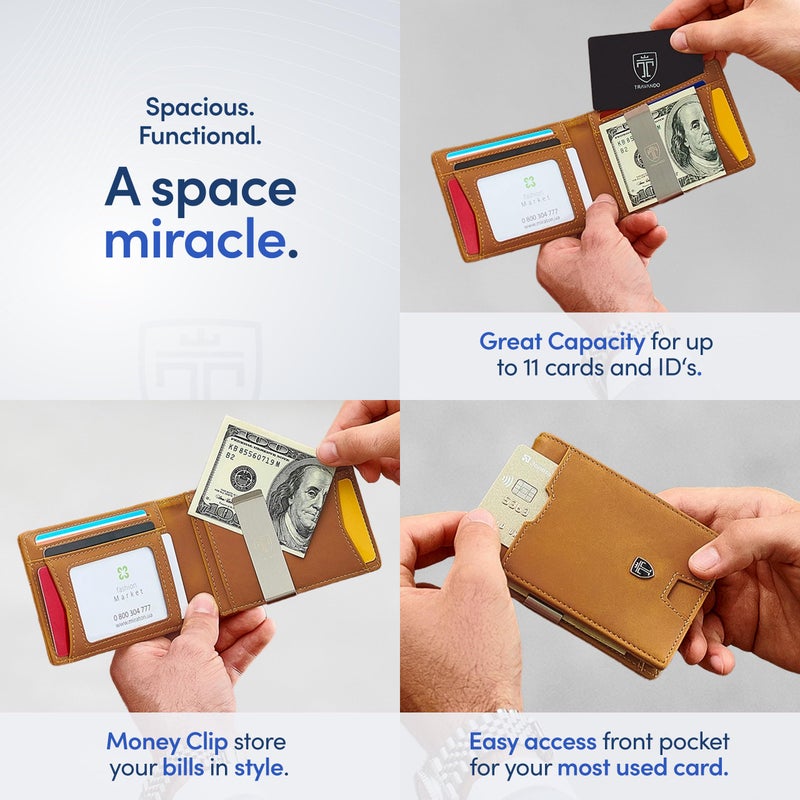 TRAVANDO Mens Wallet with Money Clip AUSTIN RFID Blocking Bifold Credit Card Holder for Men with Gift Box - Image 3